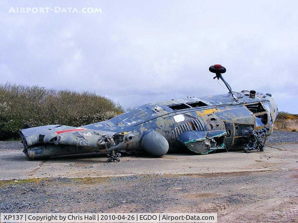 XP137, 1962 Westland Wessex HAS.3 C/N WA70, Westland Wessex HU5 at the Royal Naval School of Fire Fighting, Predannack Airfield, Cornwall