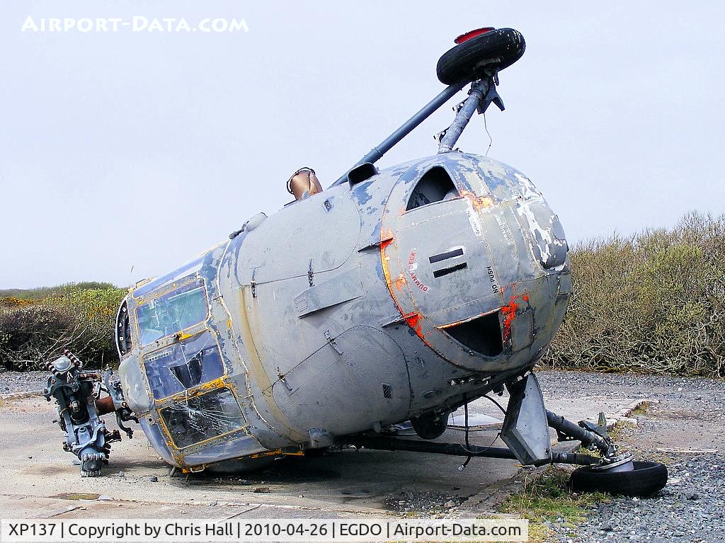 XP137, 1962 Westland Wessex HAS.3 C/N WA70, Westland Wessex HU5 at the Royal Naval School of Fire Fighting, Predannack Airfield, Cornwall