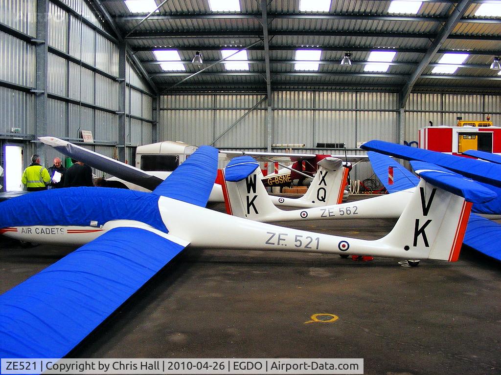 ZE521, 1985 Grob G-103 Viking T.1 C/N 33890-K-128, Grob Viking T.1's in the 626 VGS hangar at Predannack Airfield