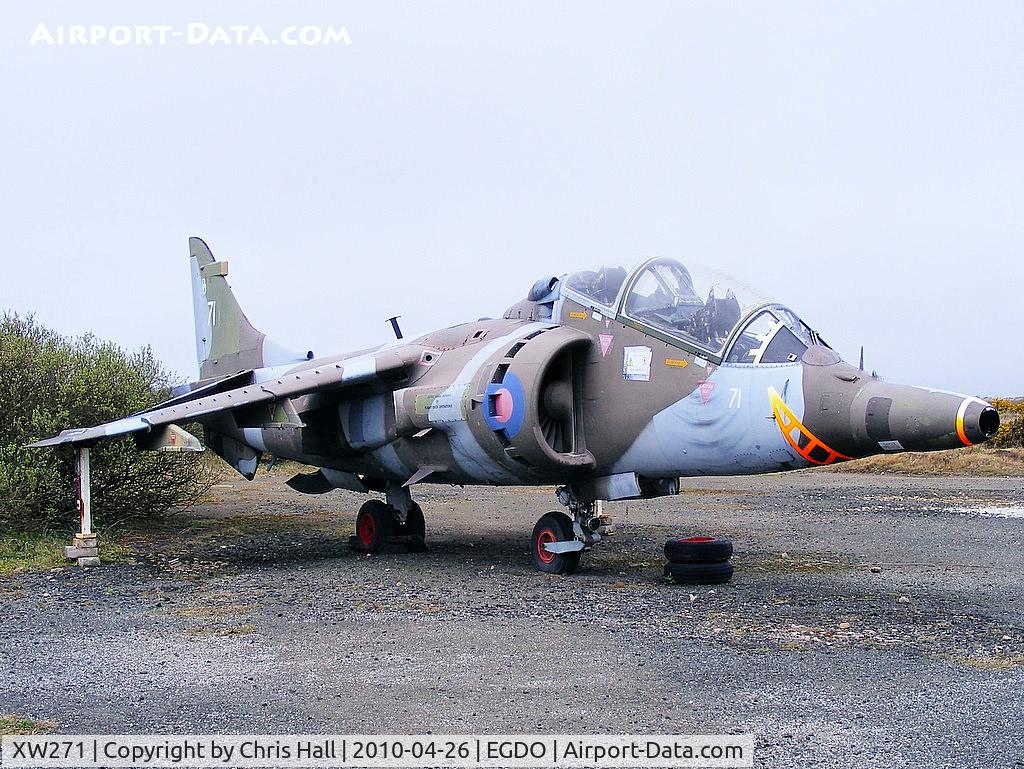 XW271, 1971 Hawker Siddeley Harrier T.4 C/N 212010, at the Royal Naval School of Fire Fighting, Predannack Airfield, Cornwall