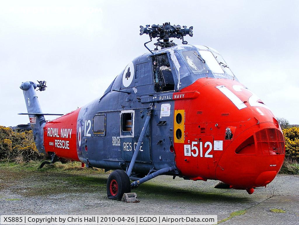 XS885, 1966 Westland Wessex HAS.1 C/N WA265, at the Royal Naval School of Fire Fighting, Predannack Airfield, Cornwall