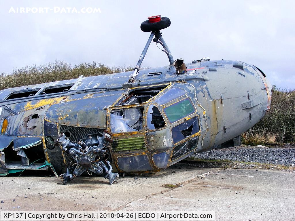 XP137, 1962 Westland Wessex HAS.3 C/N WA70, Westland Wessex HU5 at the Royal Naval School of Fire Fighting, Predannack Airfield, Cornwall