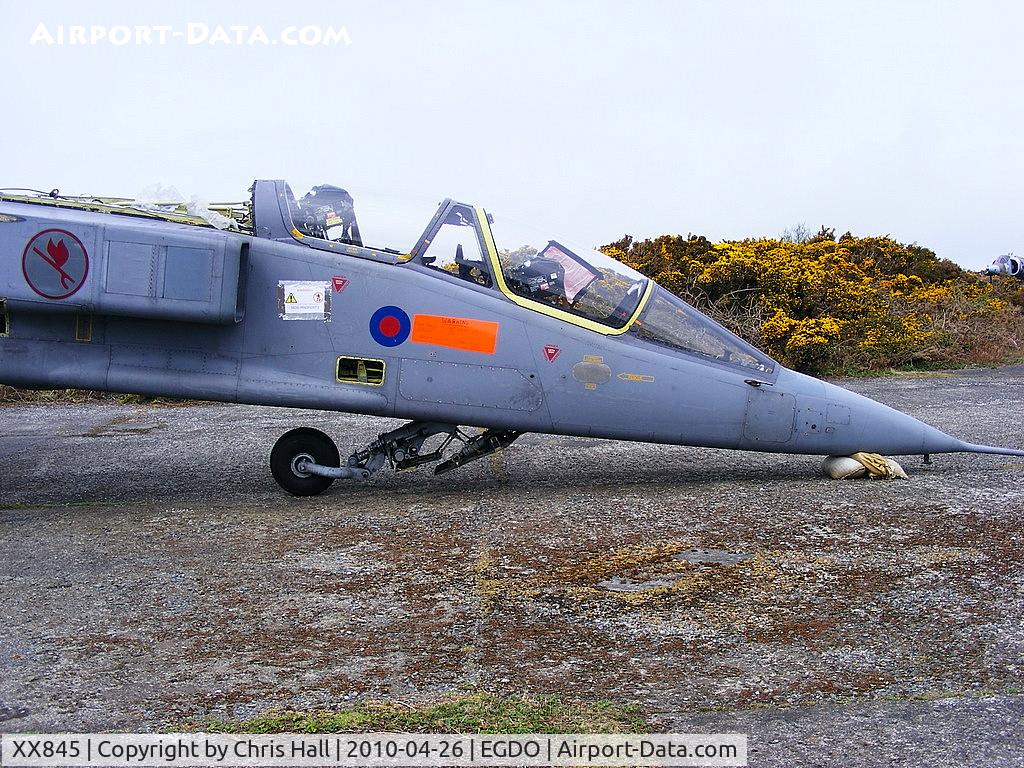 XX845, 1975 Sepecat Jaguar T.4 C/N B.33, at the Royal Naval School of Fire Fighting, Predannack Airfield, Cornwall