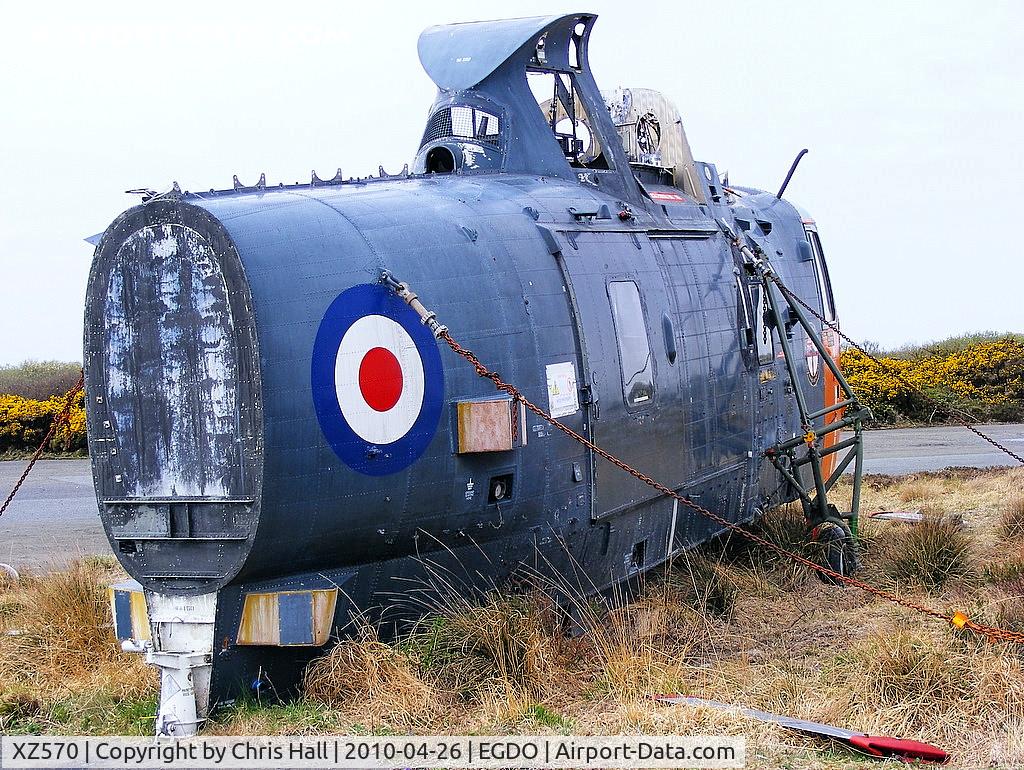 XZ570, 1976 Westland Sea King HAS.5 C/N WA838, Westland Sea King HAS5 at the Royal Naval School of Fire Fighting, Predannack Airfield, Cornwall