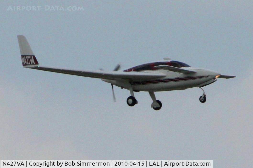 N427VA, 2004 Velocity Velocity 173 RG C/N DMO368, Arriving at Lakeland, FL during Sun N Fun 2010.