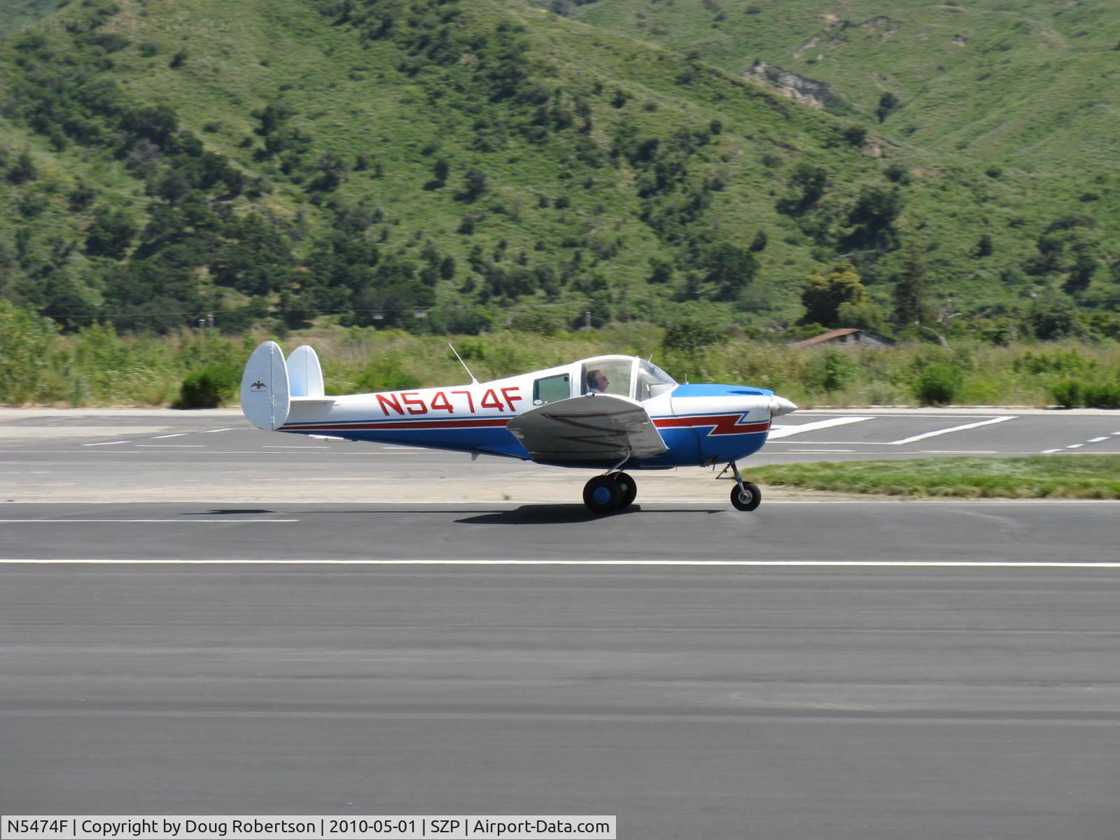 N5474F, 1968 Mooney A2a Cadet C/N B-274, 1968 Alon A-2A, Continental C90-16F 90 Hp, landing roll Rwy 22. Mis-registered as an ALON-Mooney built 38 from B-261-B298