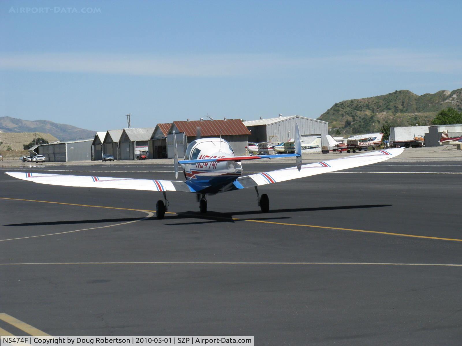 N5474F, 1968 Mooney A2a Cadet C/N B-274, 1968 Alon A-2A, Continental C90-16F 90 Hp, taxi. Mis-registered as an ALON-Mooney built 38 from B-261-B298.