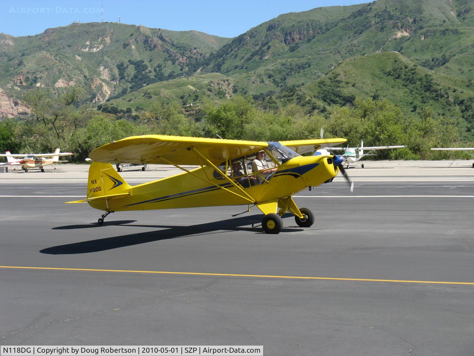 N118DG, 2008 Piper PA-18 Replica C/N 001, 2008 Ganzer XPA18, Continental O-200-A 100 Hp, taxi off Rwy 22