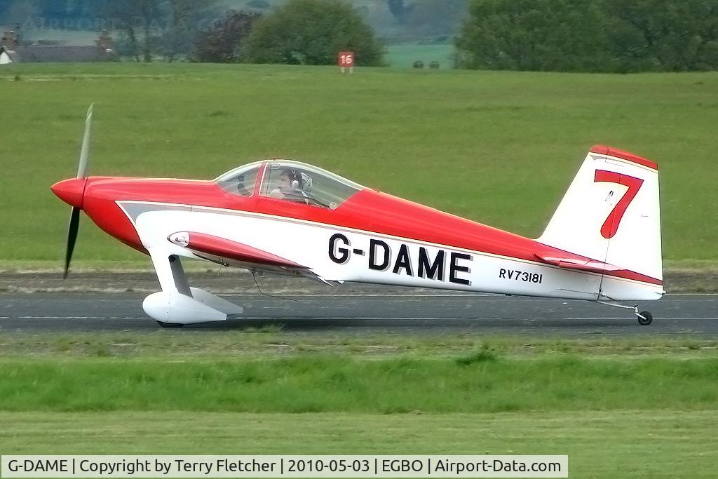 G-DAME, 2009 Vans RV-7 C/N 73181, Vans RV-7 at Wolverhampton on 2010 Wings and Wheels Day