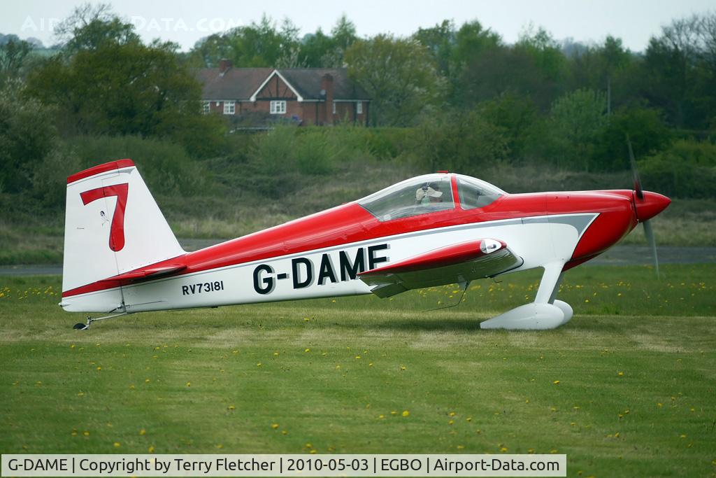 G-DAME, 2009 Vans RV-7 C/N 73181, Vans RV-7 at Wolverhampton on 2010 Wings and Wheels Day