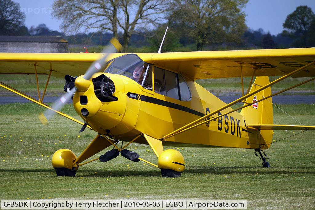 G-BSDK, 1941 Piper J-5A Cub Cruiser Cub Cruiser C/N 5-175, 1941 Piper PIPER J5A arriving at Wolverhampton on 2010 Wings and Wheels Day