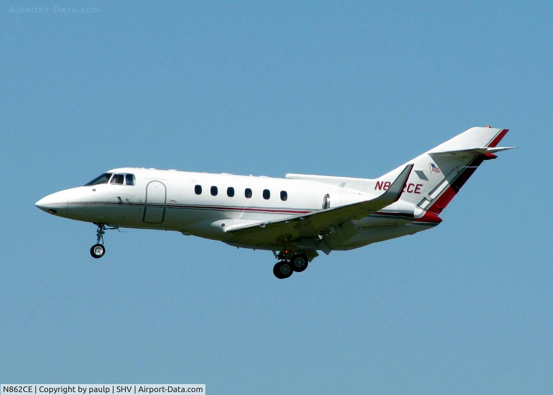 N862CE, 1993 Raytheon Corporate Jets Inc BAe.125-800A C/N 258244, Coca Cola Biz Jet landing at Shreveport Regional.