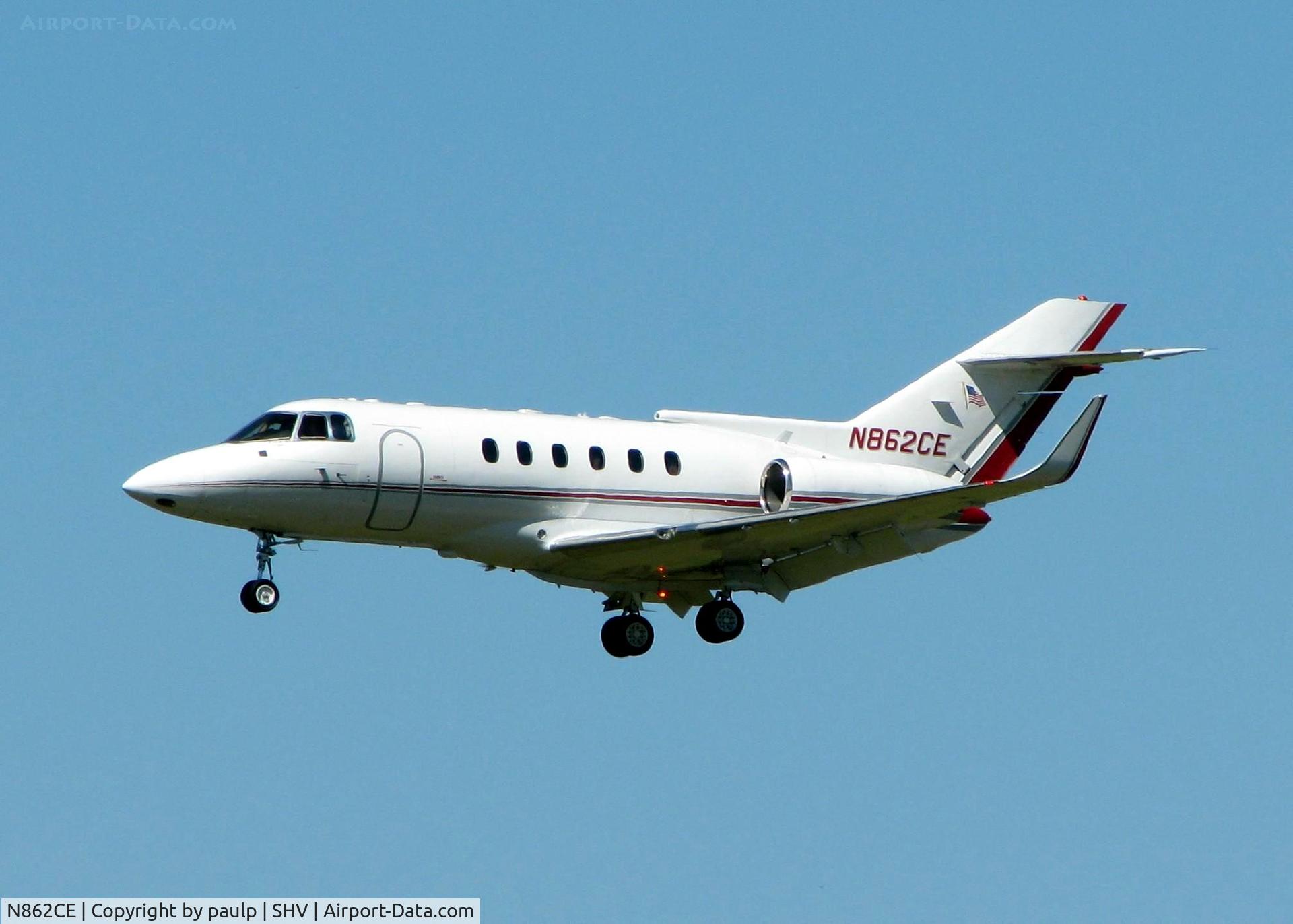 N862CE, 1993 Raytheon Corporate Jets Inc BAe.125-800A C/N 258244, Coca Cola Biz Jet landing at Shreveport Regional.