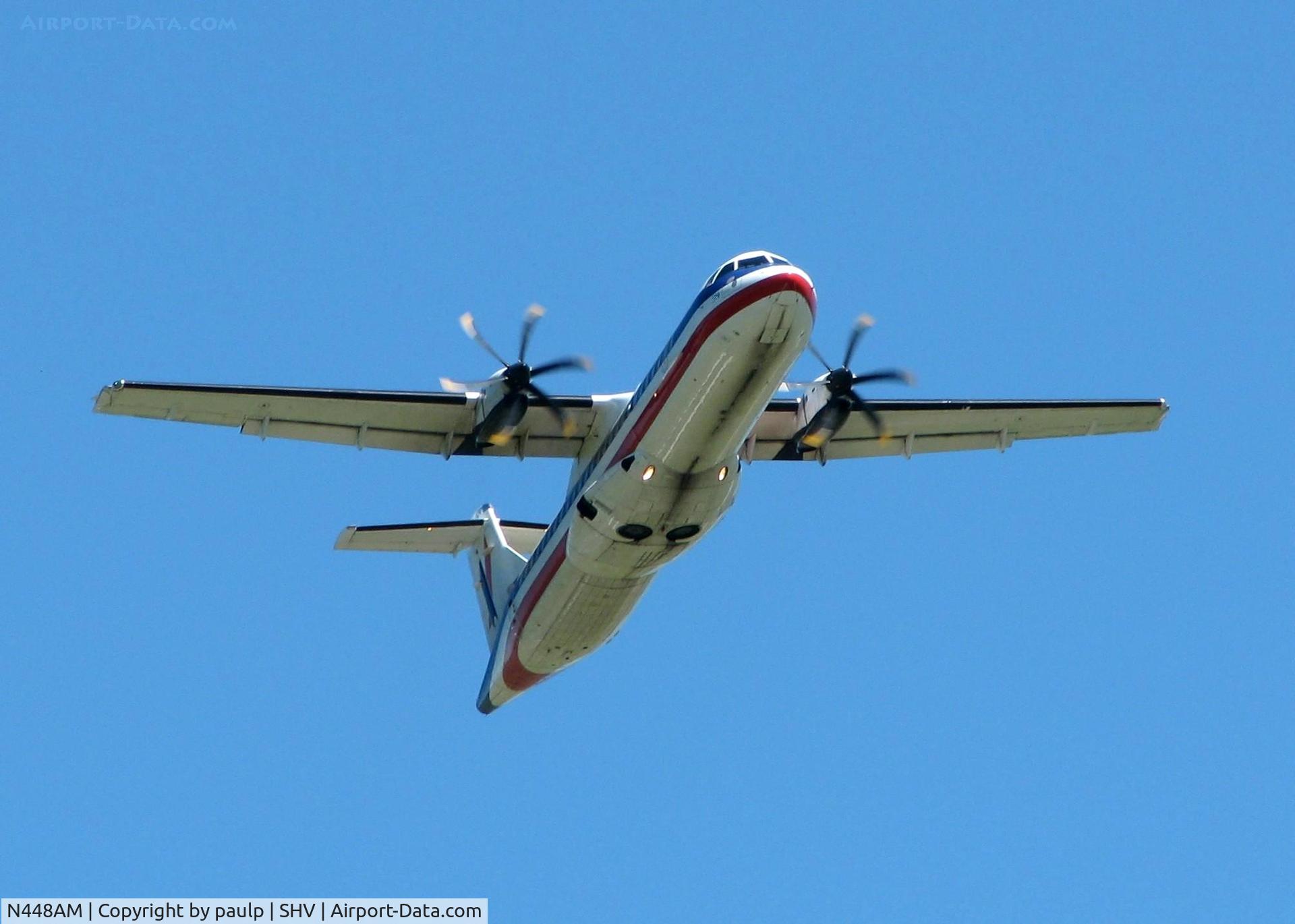 N448AM, 1995 ATR 72-212 C/N 448, Off of 14 at Shreveport Regional.