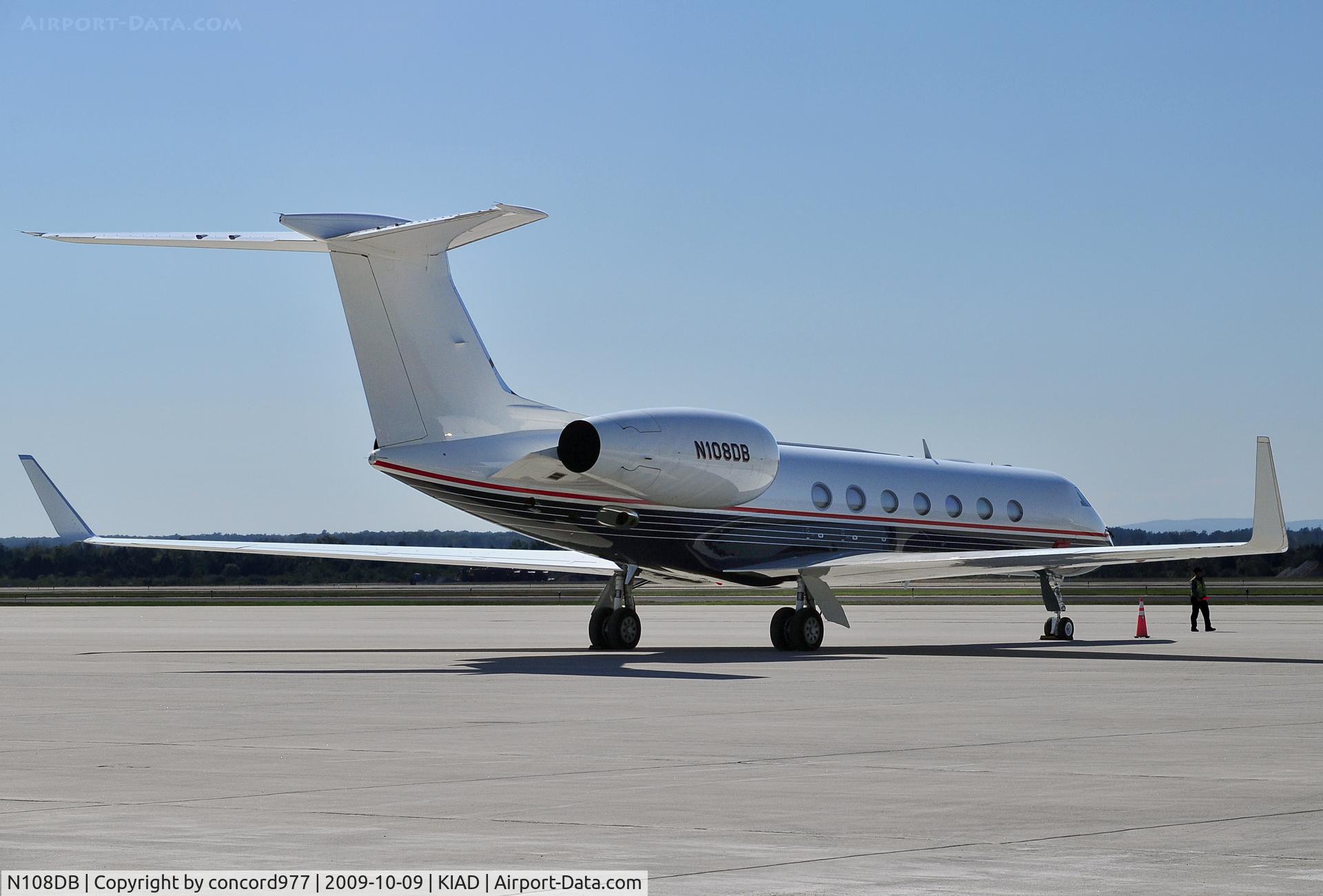 N108DB, 2008 Gulfstream Aerospace GV-SP (G550) C/N 5180, Seen at KIAD on 10/9/2009.
