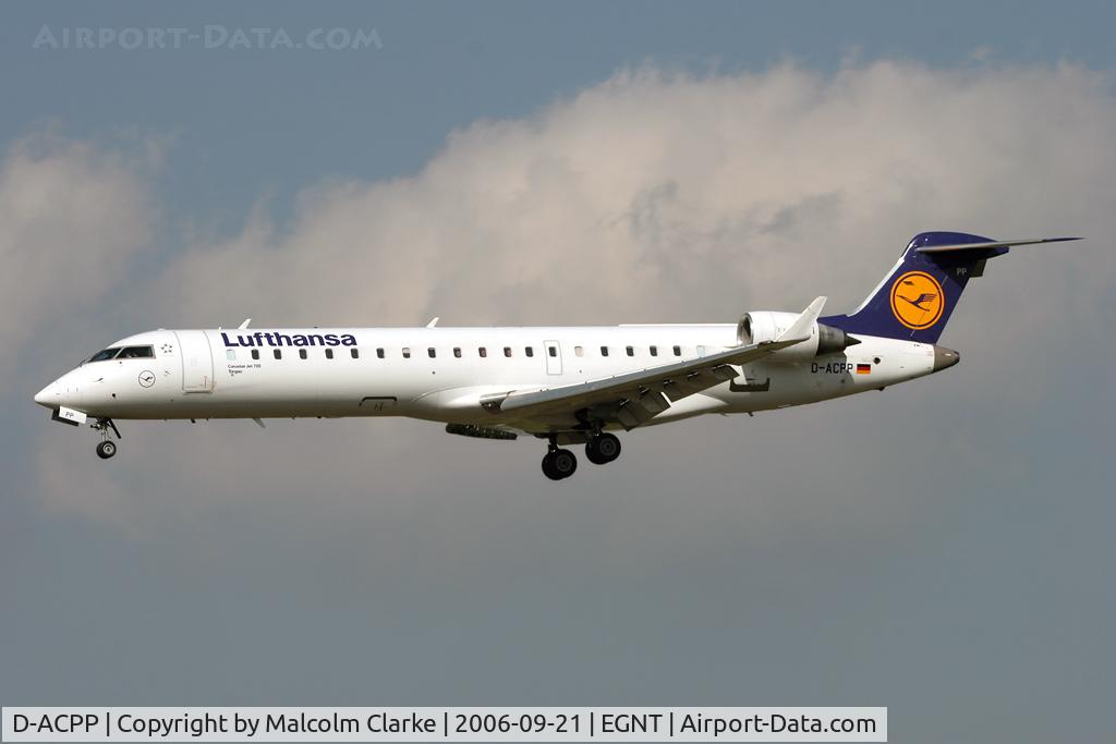 D-ACPP, 2003 Bombardier CRJ-701ER (CL-600-2C10) Regional Jet C/N 10086, Canadair CL-600-2C10 Regional Jet CRJ-701ER on finals to 25 at Newcastle Airport in 2006.