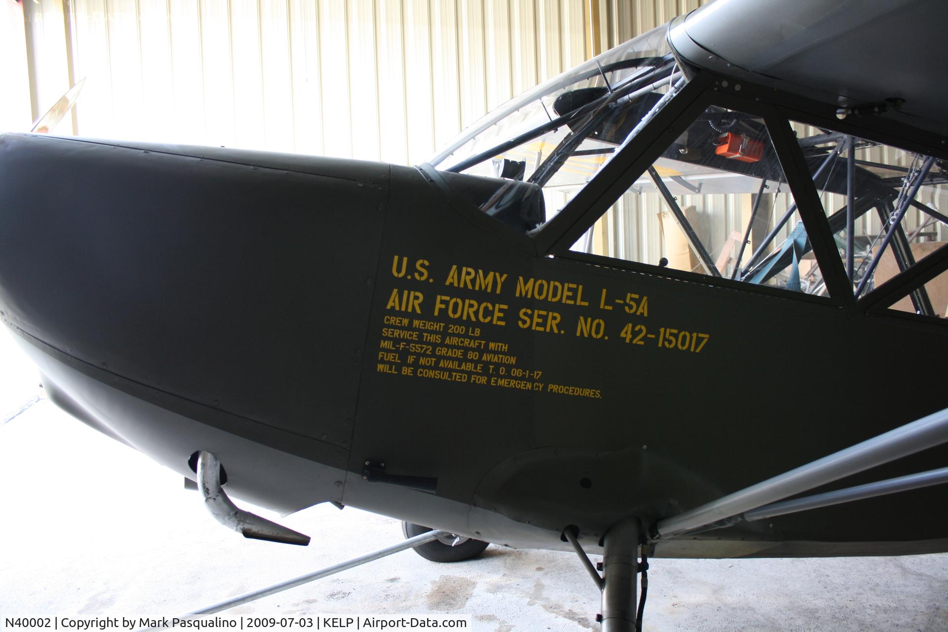 N40002, 1943 Stinson L-5 Sentinel C/N 76-220, Stinson L-5