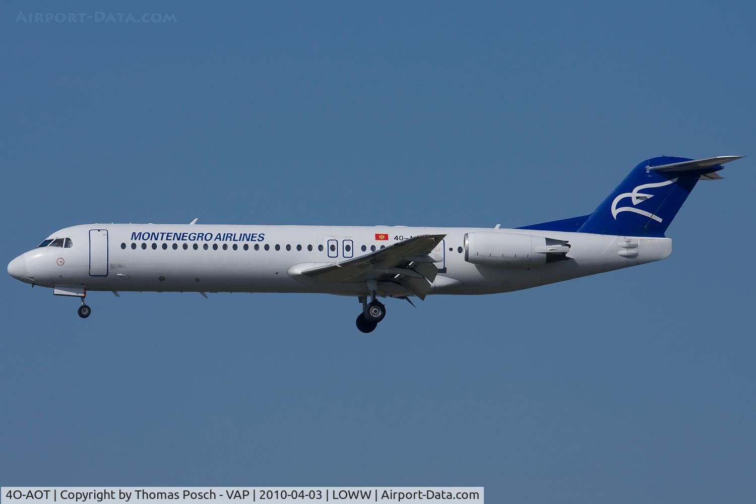4O-AOT, 1991 Fokker 100 (F-28-0100) C/N 11350, Montenegro Airlines