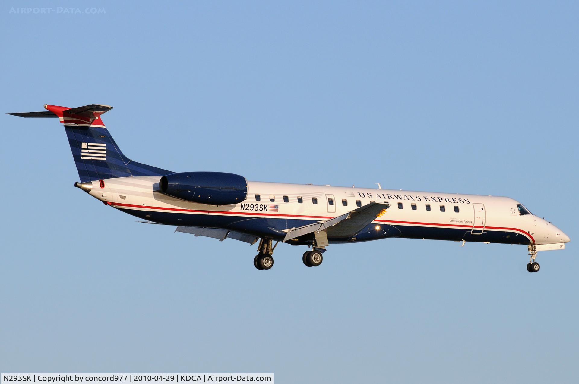 N293SK, 2001 Embraer ERJ-145LR (EMB-145LR) C/N 145500, Seen at KDCA on 4/29/2010.