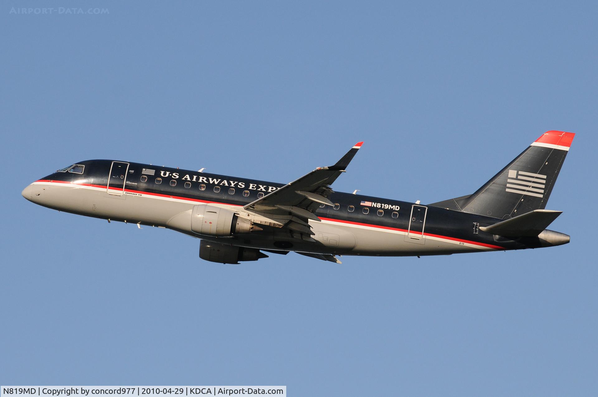 N819MD, 2004 Embraer 170SU (ERJ-170-100SU) C/N 17000040, Seen at KDCA on 4/29/2010.