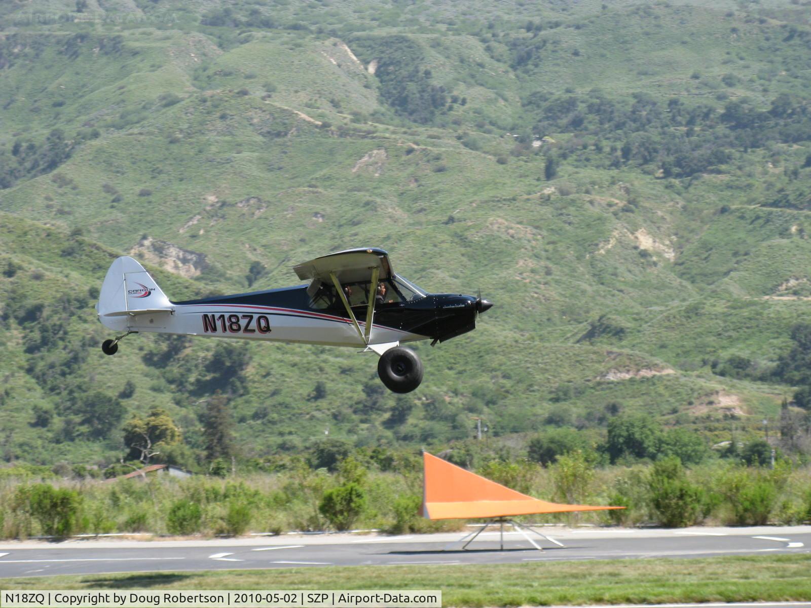N18ZQ, Cub Crafters CC11-160 Carbon Cub SS C/N CC11-00110, 2009 CubCrafters CC-11-160 CARBON CUB SS, CubCrafters CC 340 80 Hp continuous, 180 Hp for up to 5 minutes, tundra tires, performance paint scheme, Micro vortex generators. Really, truly very slow landing demo Rwy 22 (Vso is 32 mph). S-LSA Certification.