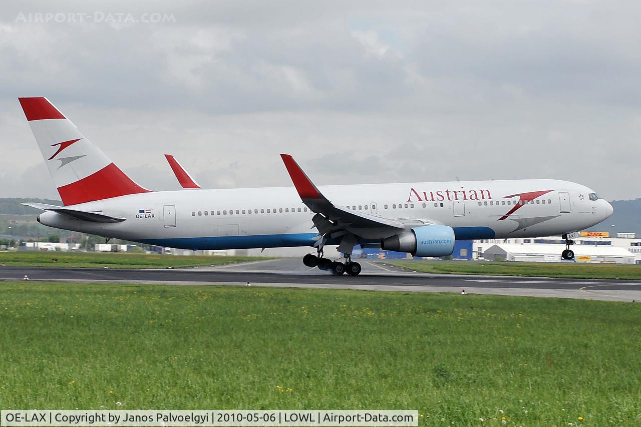 OE-LAX, 1992 Boeing 767-3Z9/ER C/N 27095, Austrian Airlines Boeing B767-3Z9/ER to touch down in LOWL/LNZ