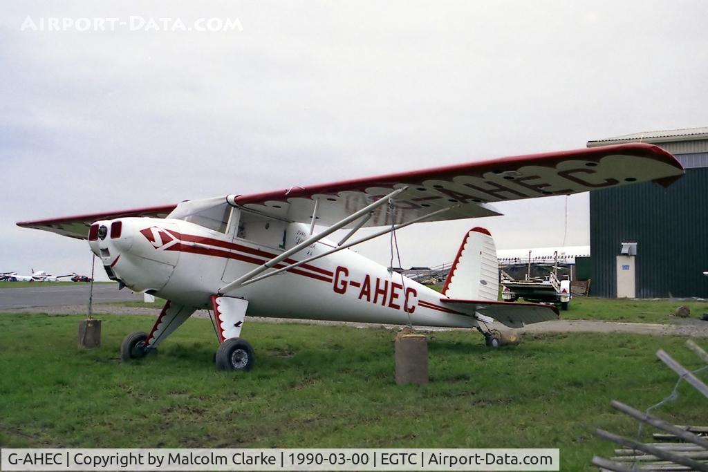 G-AHEC, 1946 Luscombe 8A Silvaire C/N 3428, Luscombe 8A Silvaire at Cranfield Airfield in 1990.