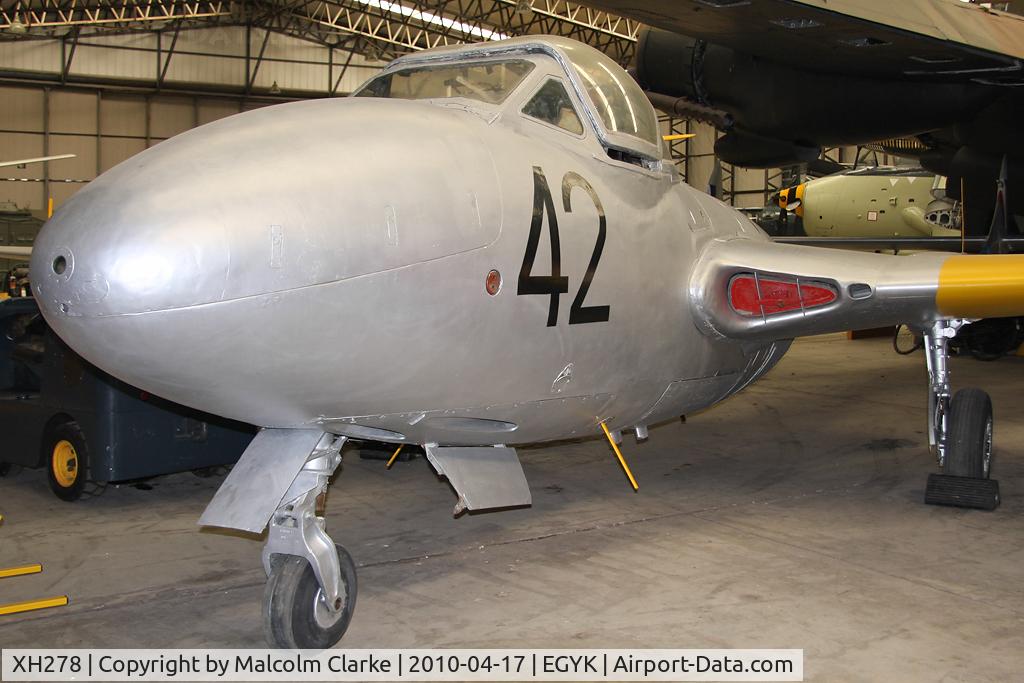 XH278, 1955 De Havilland DH-115 Vampire T.11 C/N 15607, De Havilland Vampire T11 (DH-115) at the Yorkshire Air Museum, Elvington in 2010.