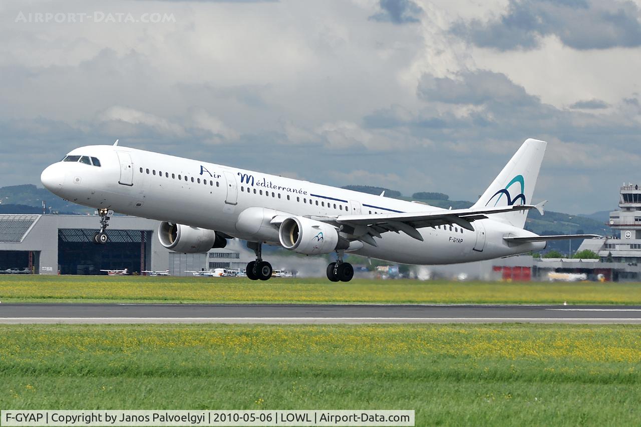 F-GYAP, 1994 Airbus A321-111 C/N 517, Air Mediterranée Airbus A321-111 departure to LDE