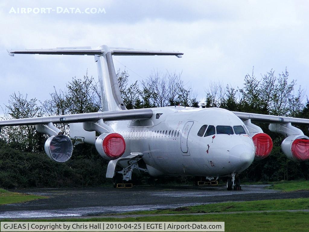 G-JEAS, 1984 British Aerospace BAe.146-200 C/N E2020, in storage at Exeter Airport