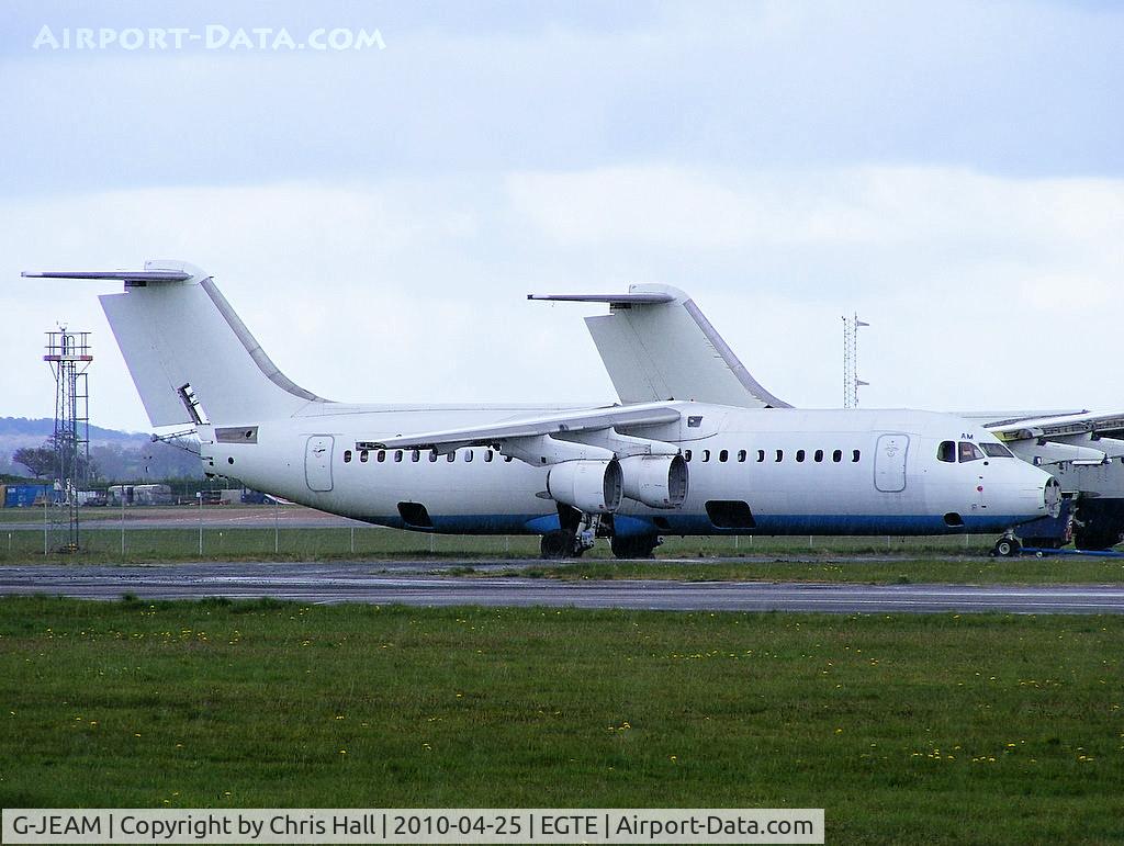 G-JEAM, 1989 British Aerospace BAe.146-300 C/N E3128, in storage at Exeter Airport