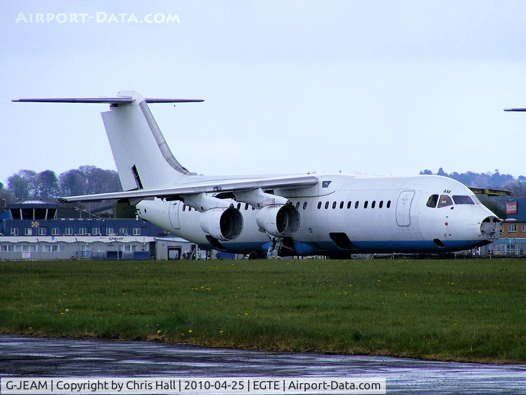 G-JEAM, 1989 British Aerospace BAe.146-300 C/N E3128, in storage at Exeter Airport