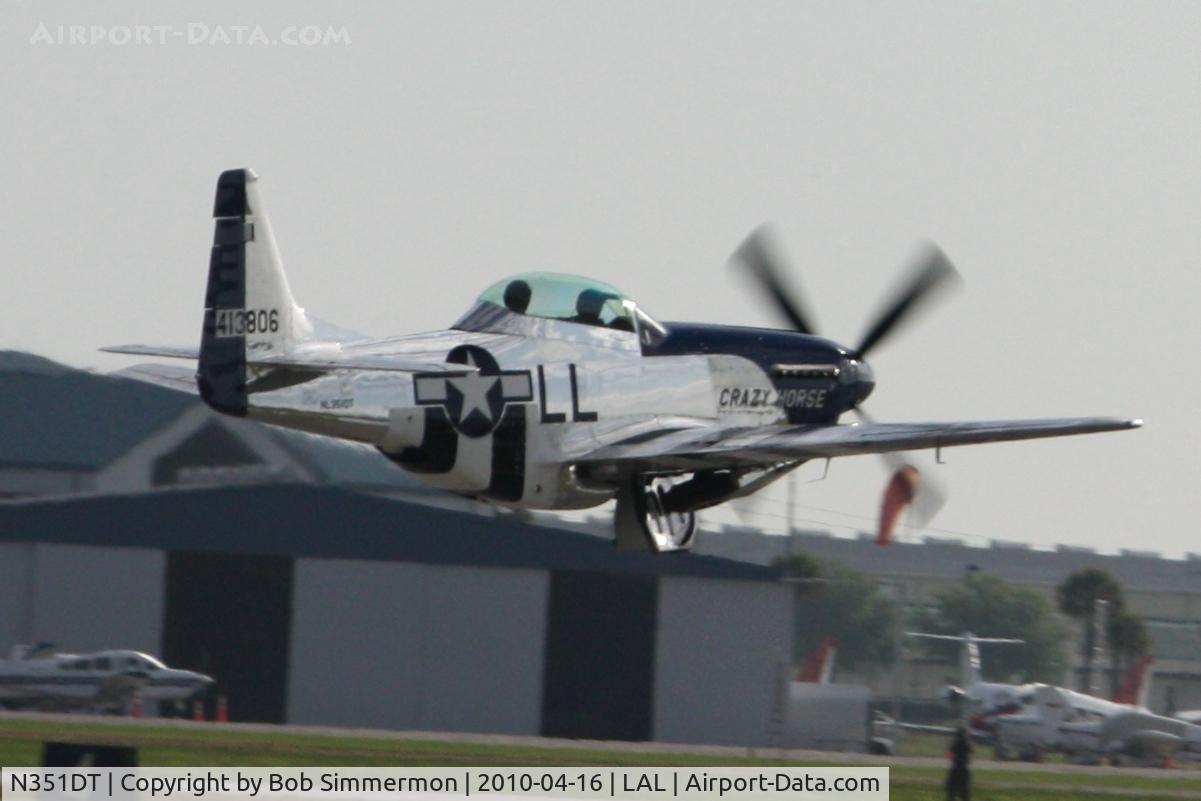 N351DT, 1944 North American P-51D Mustang C/N 122-41042, Departing Lakeland, FL during Sun N Fun 2010