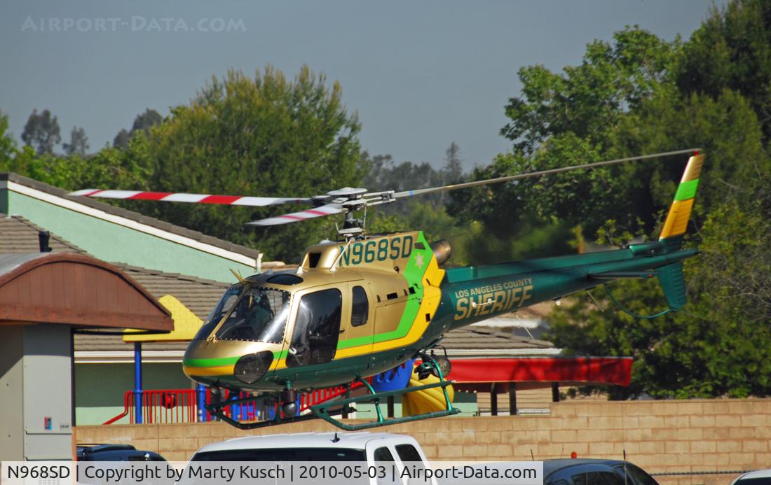 N968SD, 2003 Eurocopter AS-350B-2 Ecureuil Ecureuil C/N 3757, Landing at the Walnut Sheriff Station