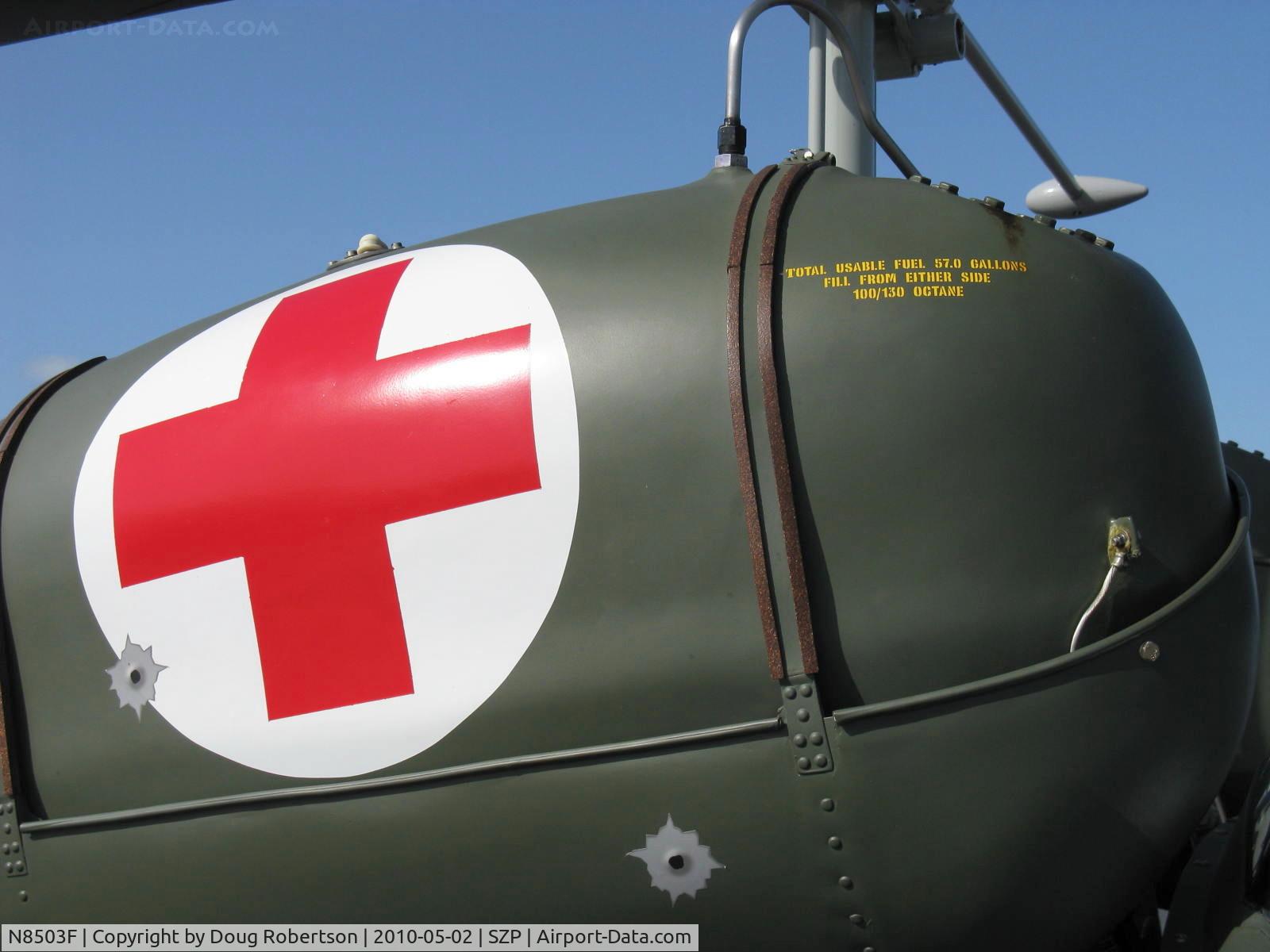 N8503F, 1965 Bell 47G-4 C/N 3350, 1965 Bell 47G-4, Lycoming VO-540 305 Hp, fuel tank
