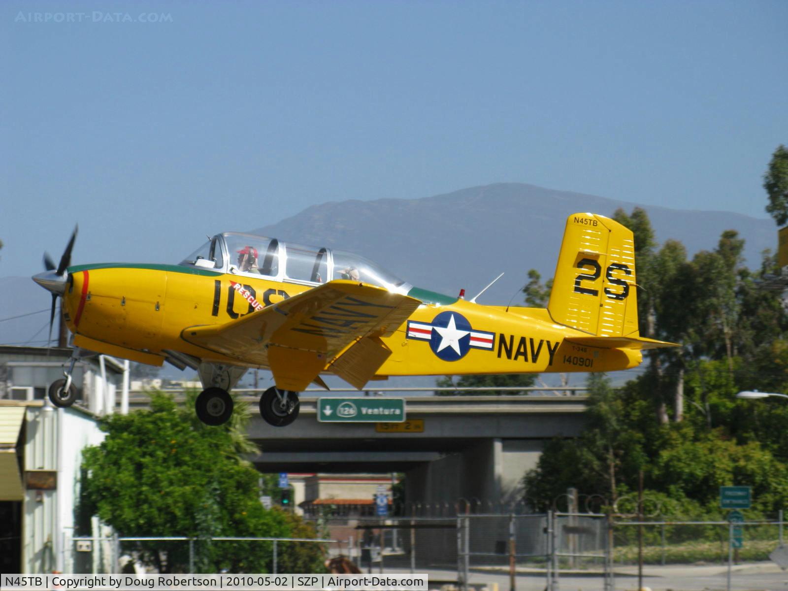 N45TB, 1956 Beech D-45 Mentor C/N BG-235, 1956 Beech D45 as T-34B MENTOR, Continental O-470-13 225 Hp, on final Rwy 22