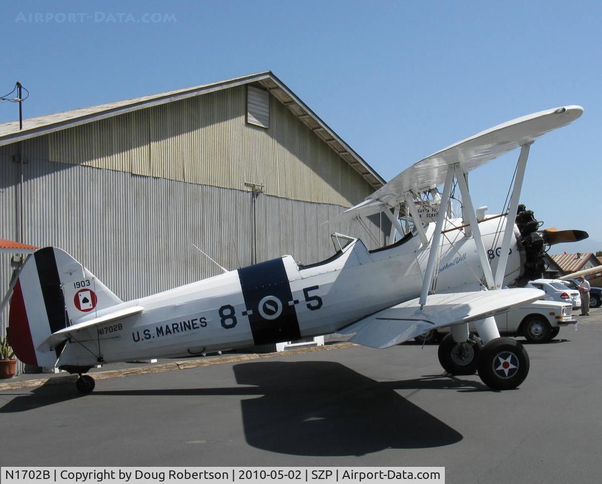 N1702B, 1942 Boeing PT-13D Kaydet (E75) C/N 75-5903, 1942 Boeing Stearman PT-13D 'Ruthies Doll', Continental W670 220 Hp