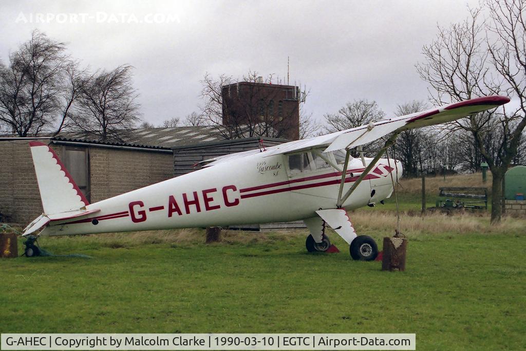 G-AHEC, 1946 Luscombe 8A Silvaire C/N 3428, Luscombe 8A Silvaire at Cranfield Airfield in 1990.
