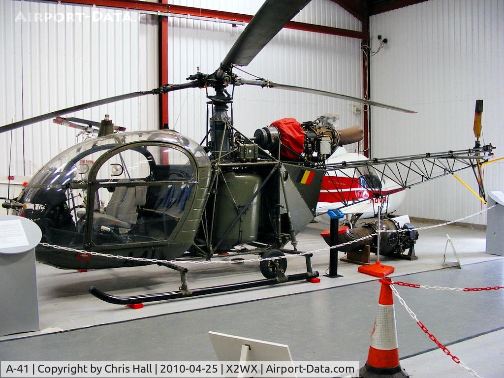 A-41, 1967 Aerospatiale SA-318C Alouette II Astazou C/N 1958/586C-A41, at The Helicopter Museum, Weston-super-Mare