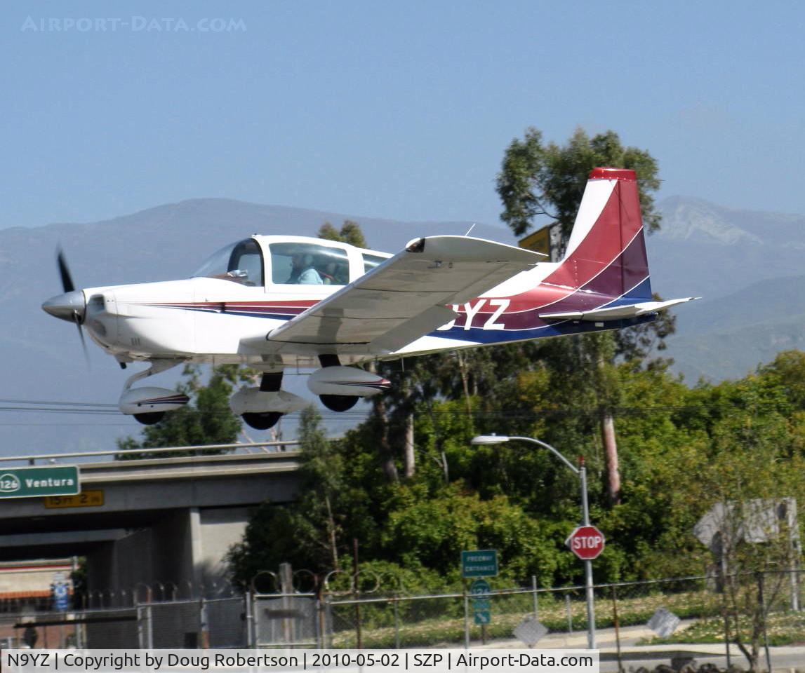 N9YZ, 1975 Grumman American AA-5A Cheetah C/N AA5-0822, 1975 Grumman American AA-5 CHEETAH, Lycoming O-320 150 Hp, arriving from CMA to give Young Eagles rides, on final Rwy 22