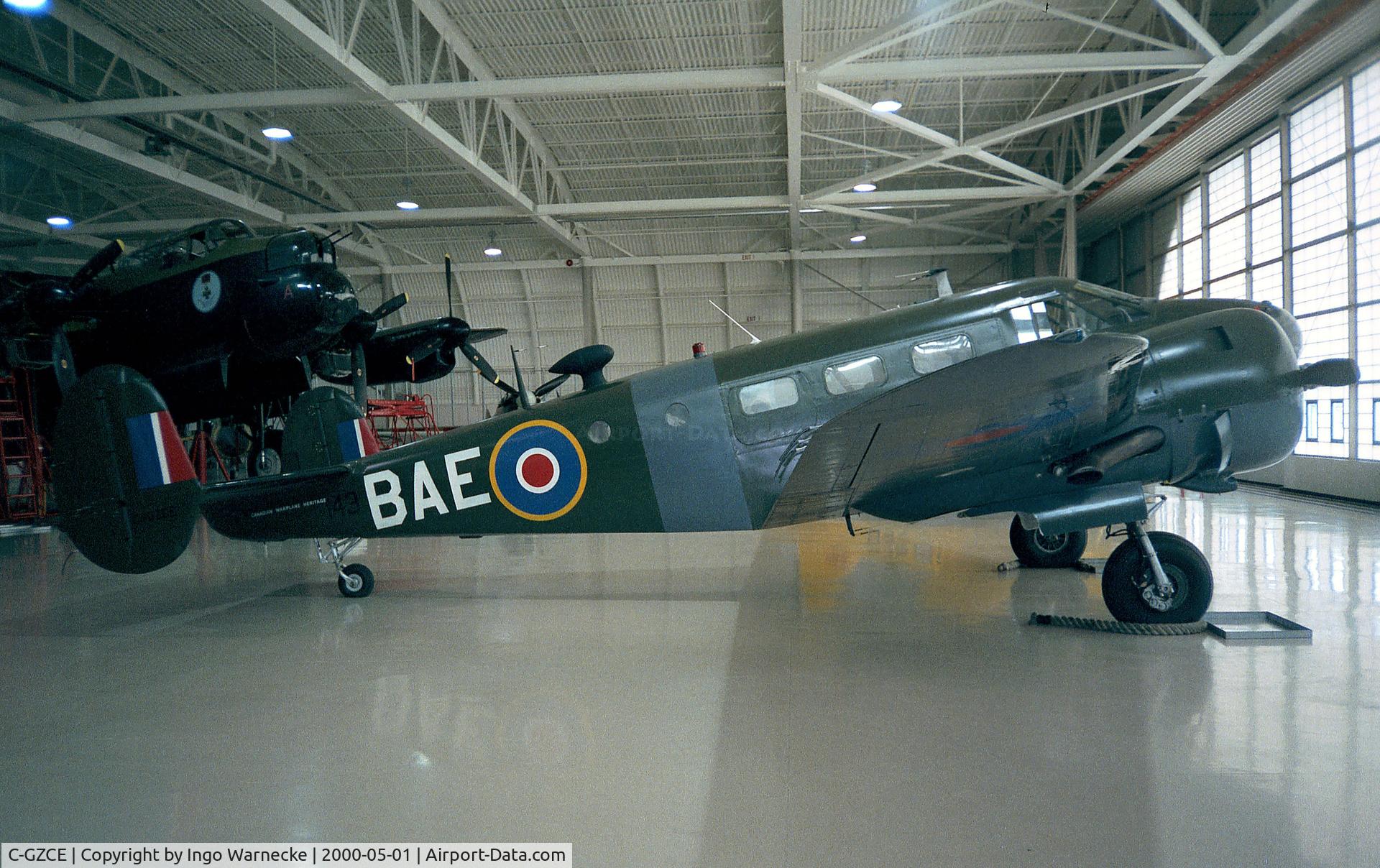 C-GZCE, 1946 Beech D18S C/N A-156, Beechcraft E18S (ex D18C) Twin Beech shown in the markings of a RCAF C45 Expeditor at the Canadian Warplane Heritage Museum, Hamilton Ontario