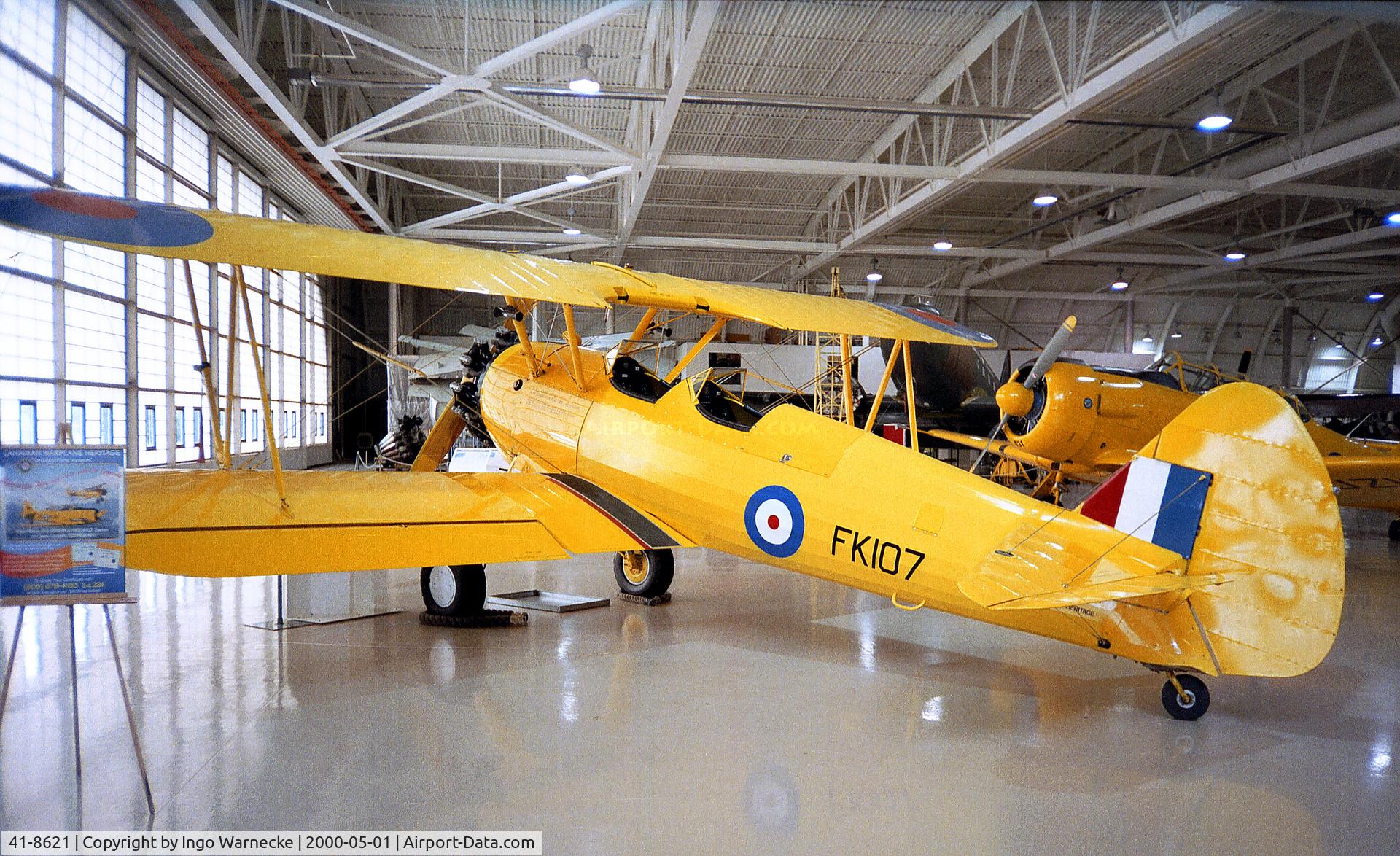 41-8621, Boeing PT-17 Kaydet (A75N1) C/N 75-2180, Stearman PT-17 (shown here in the markings of FK107 of the RCAF) at the Canadian Warplane Heritage Museum, Hamilton Ontario