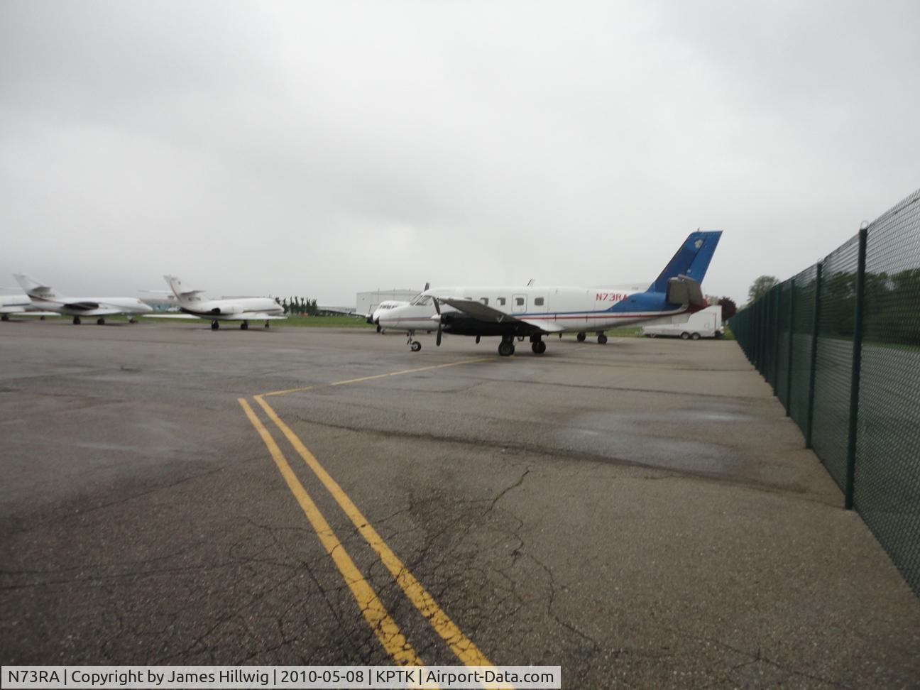 N73RA, 1982 Embraer EMB-110P1 Bandeirante C/N 110413, At KPTK On A Windy 08 May 10