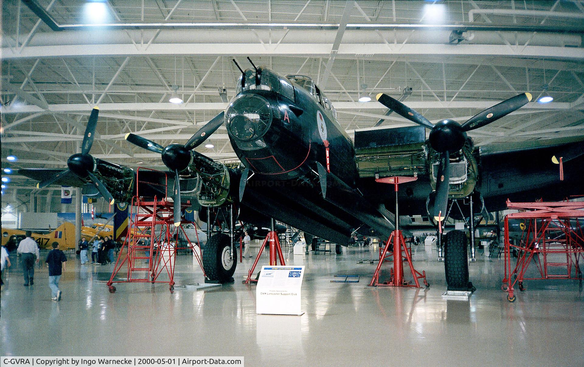 C-GVRA, 1945 Victory Aircraft Avro 683 Lancaster BX C/N FM 213 (3414), Avro (Victory Aircraft) Lancaster B Mk.X, engines undergoing maintenance at the Canadian Warplane Heritage Museum, Hamilton Ontario