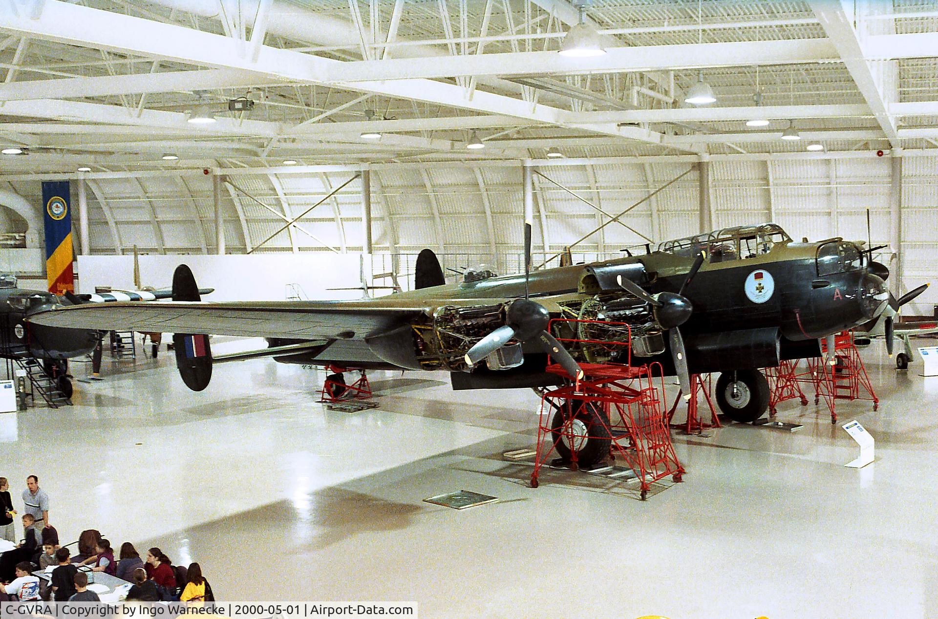 C-GVRA, 1945 Victory Aircraft Avro 683 Lancaster BX C/N FM 213 (3414), Avro (Victory Aircraft) Lancaster B Mk.X, engines undergoing maintenance at the Canadian Warplane Heritage Museum, Hamilton Ontario