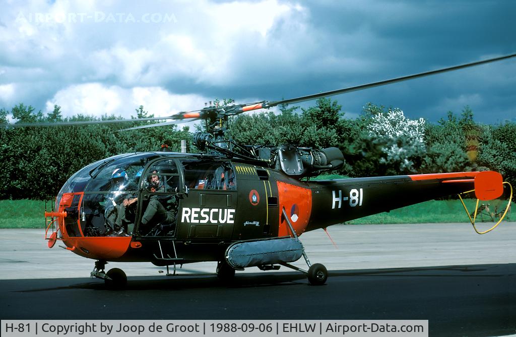 H-81, Sud SE-3160 Alouette III C/N 1381, For a great many years the Alouette was the SAR helicopter of the Netherlands AF. It was also stationed on the Wadden Isles off the north coast of the Netherlands.