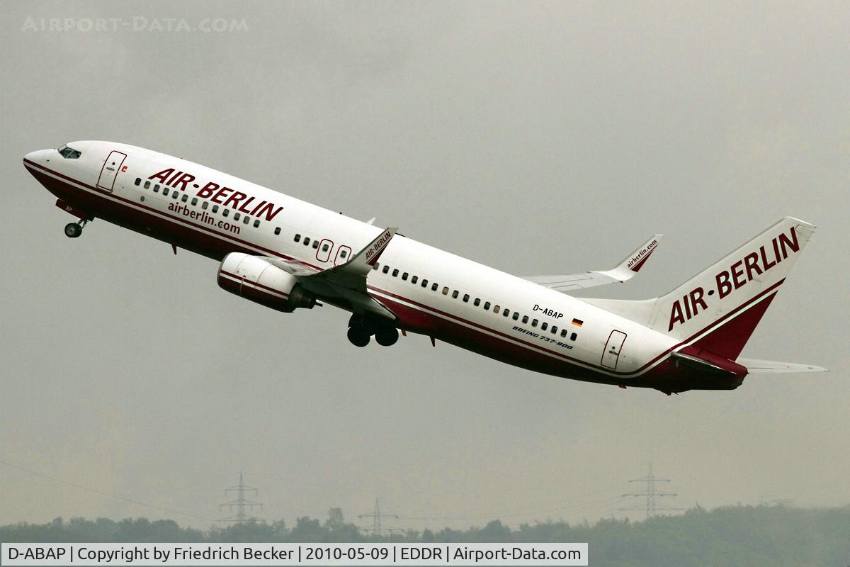 D-ABAP, 1998 Boeing 737-86J C/N 28070, steep climb out RW27 destination Mallorca