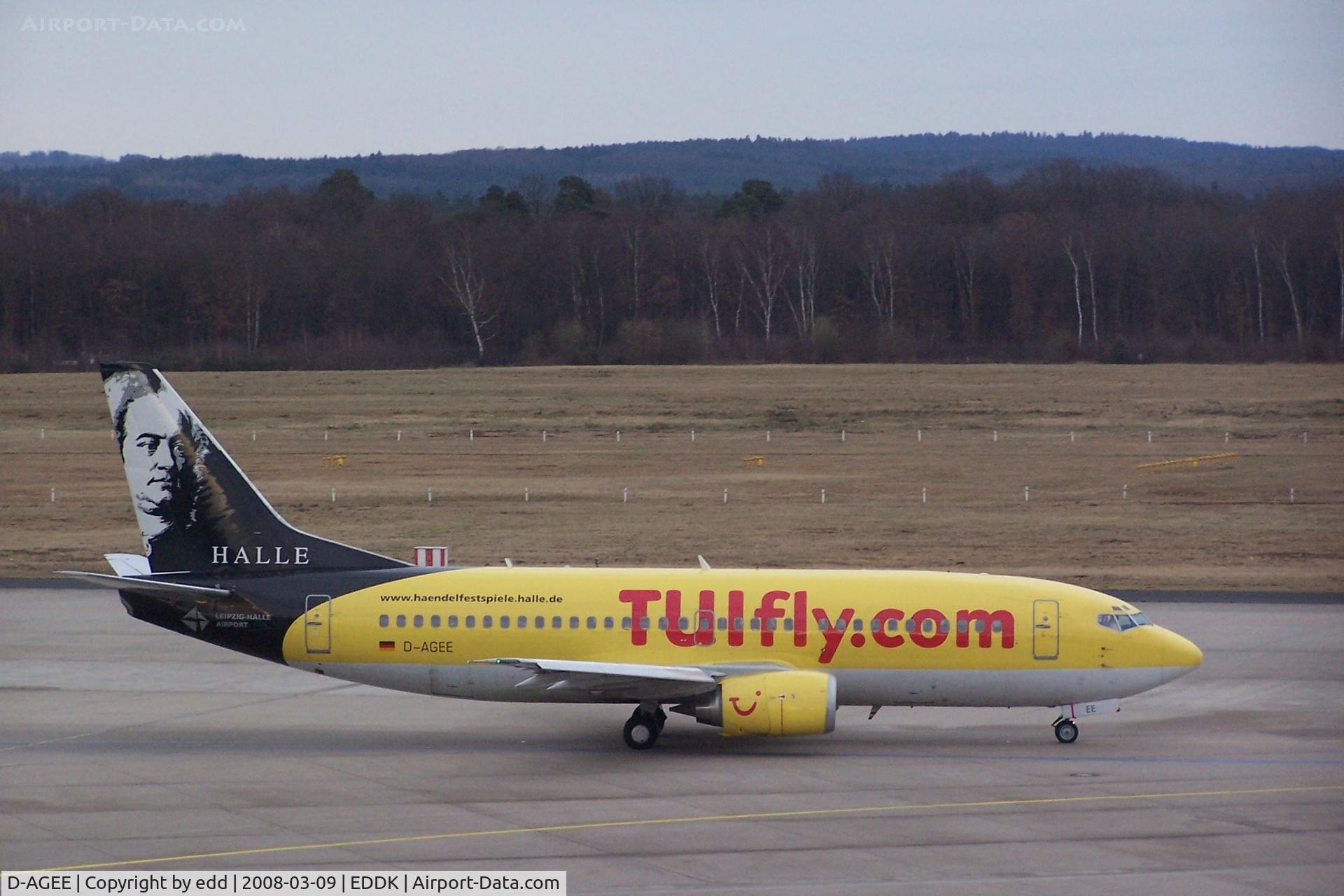 D-AGEE, 1988 Boeing 737-35B C/N 24238, Promoting Leipzig-Halle Airport