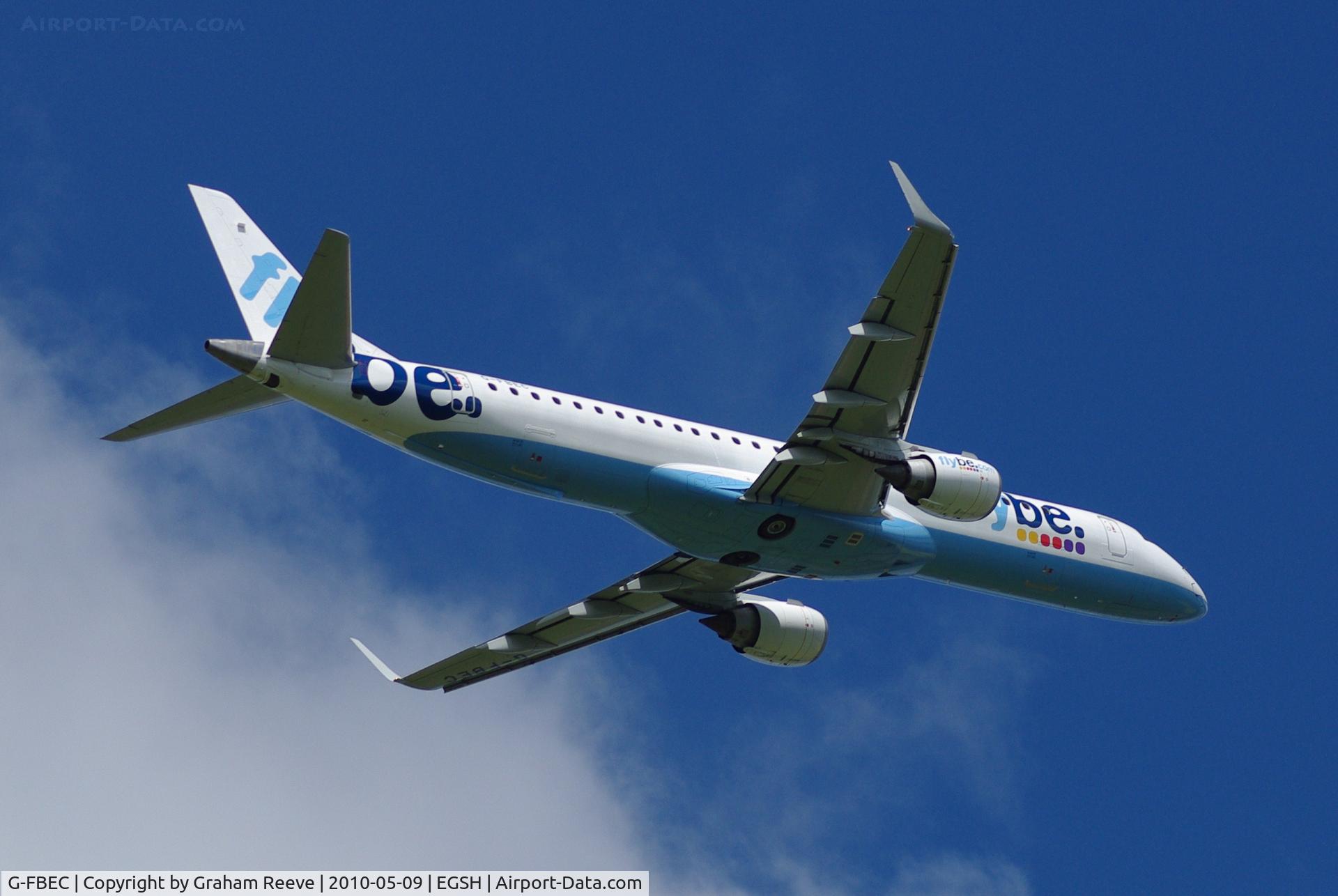 G-FBEC, 2006 Embraer 195LR (ERJ-190-200LR) C/N 19000069, Departing Norwich.