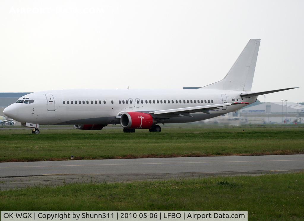 OK-WGX, 1991 Boeing 737-436 C/N 25349, Taxiing holding point rwy 32R for departure...